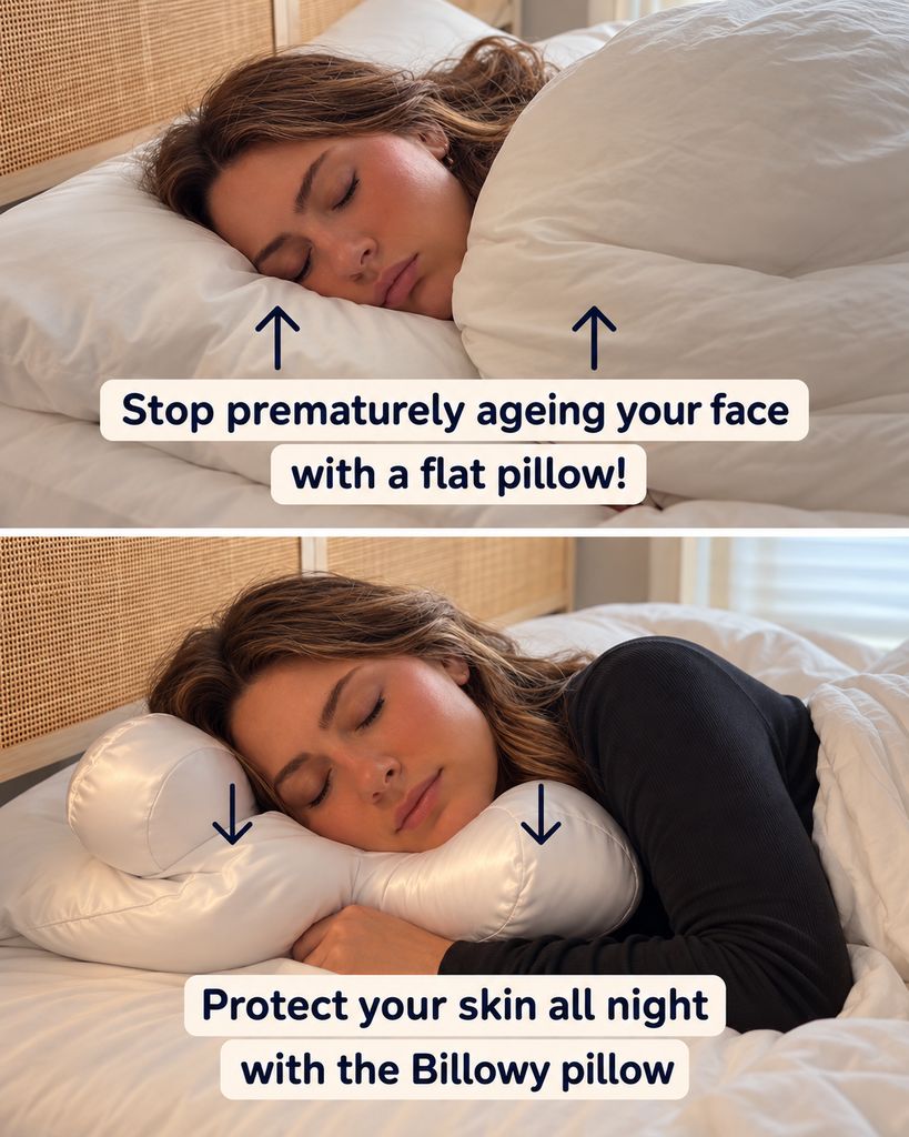 Billowy anti-wrinkle pillow for side sleepers